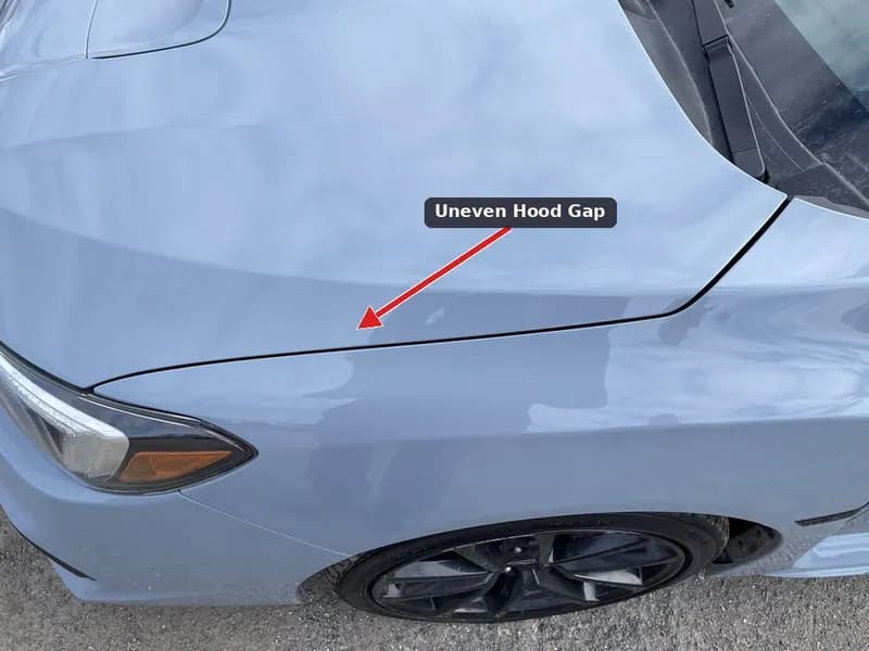 Uneven panel gap between hood and fender after a front-end repair
