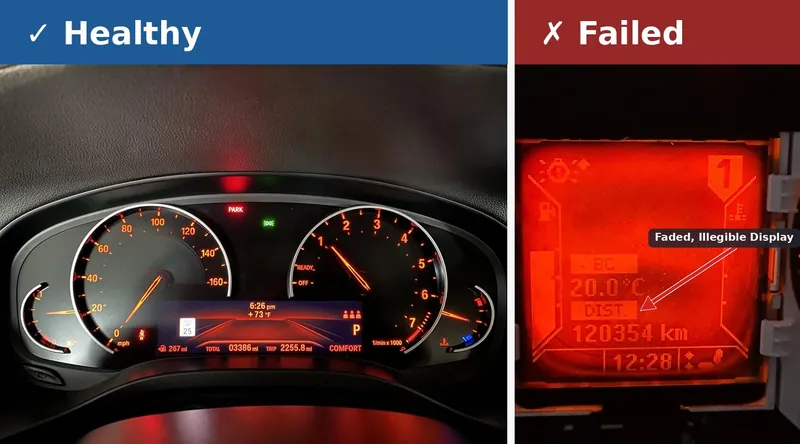 Instrument cluster inspection for replacement or tampering signs