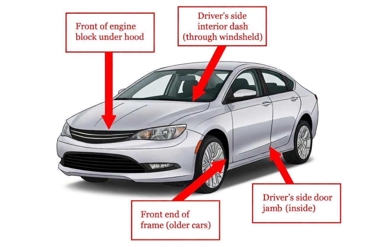 Checking dash, door-jamb, and under-hood VINs against the title